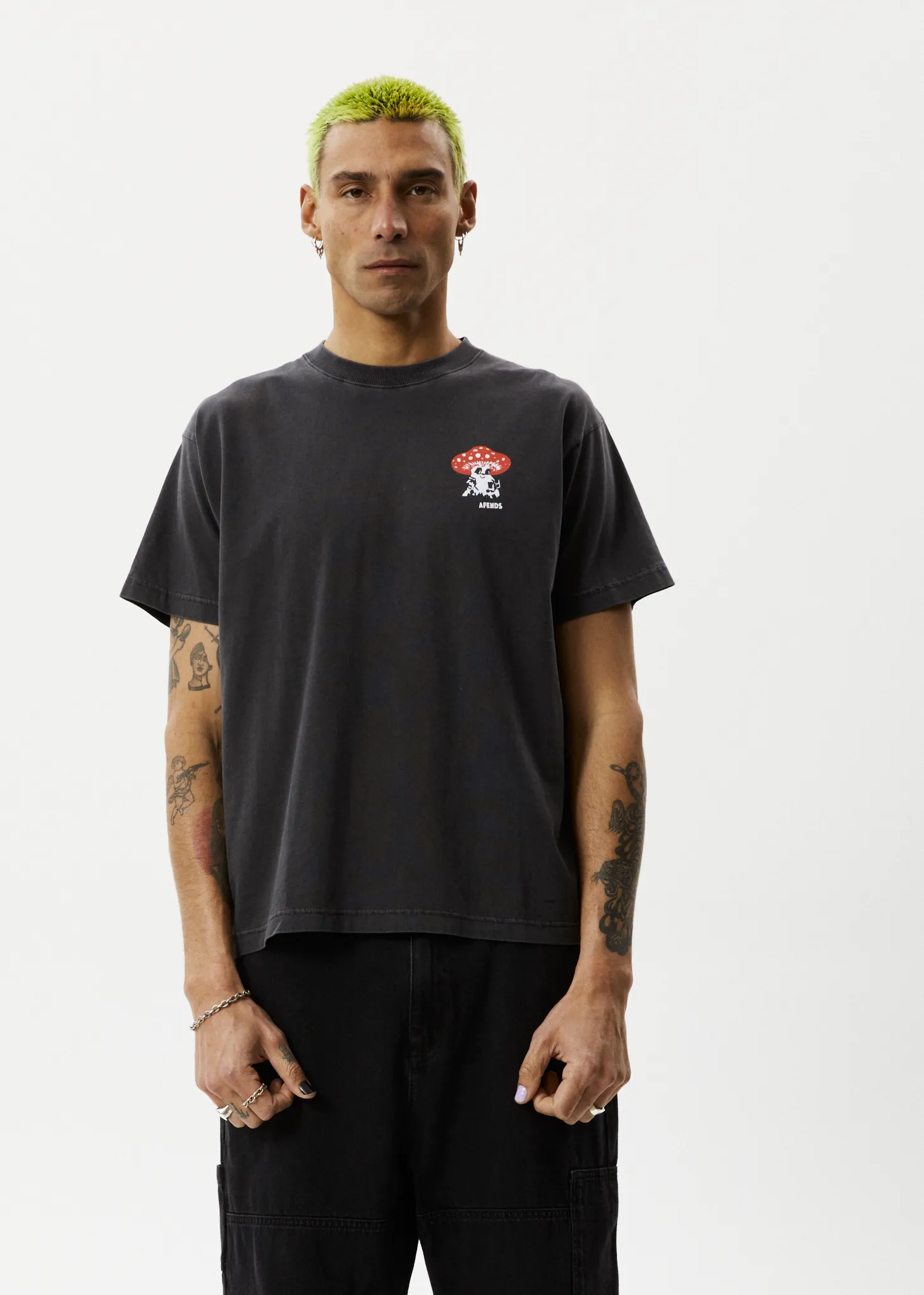 AFENDS Mens Caught In The Wild - Boxy Fit Tee - Stone Black sold by Afends product image thumbnail 2