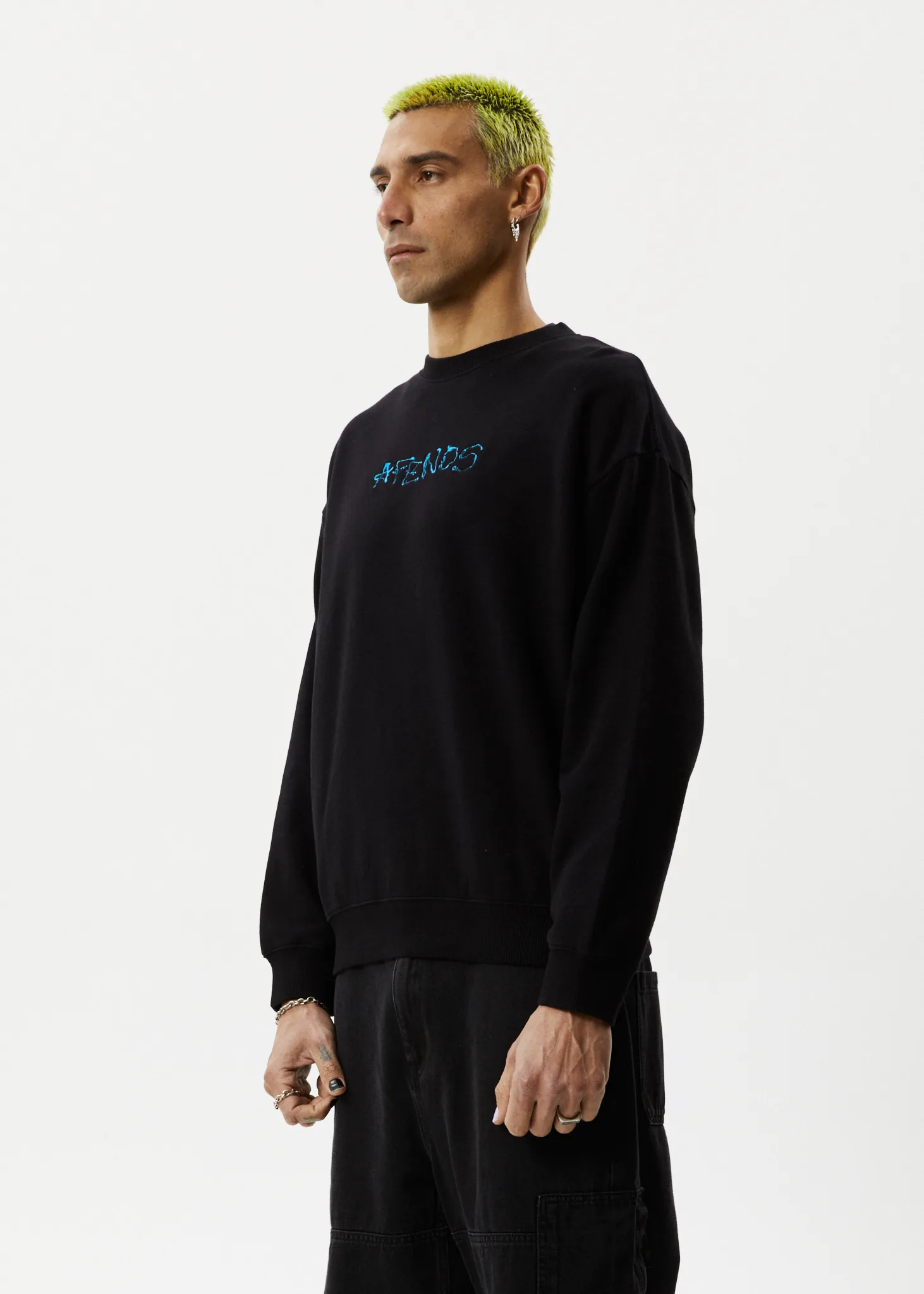 AFENDS Mens Melted - Crew Neck Jumper - Black sold by Afends product image thumbnail 5