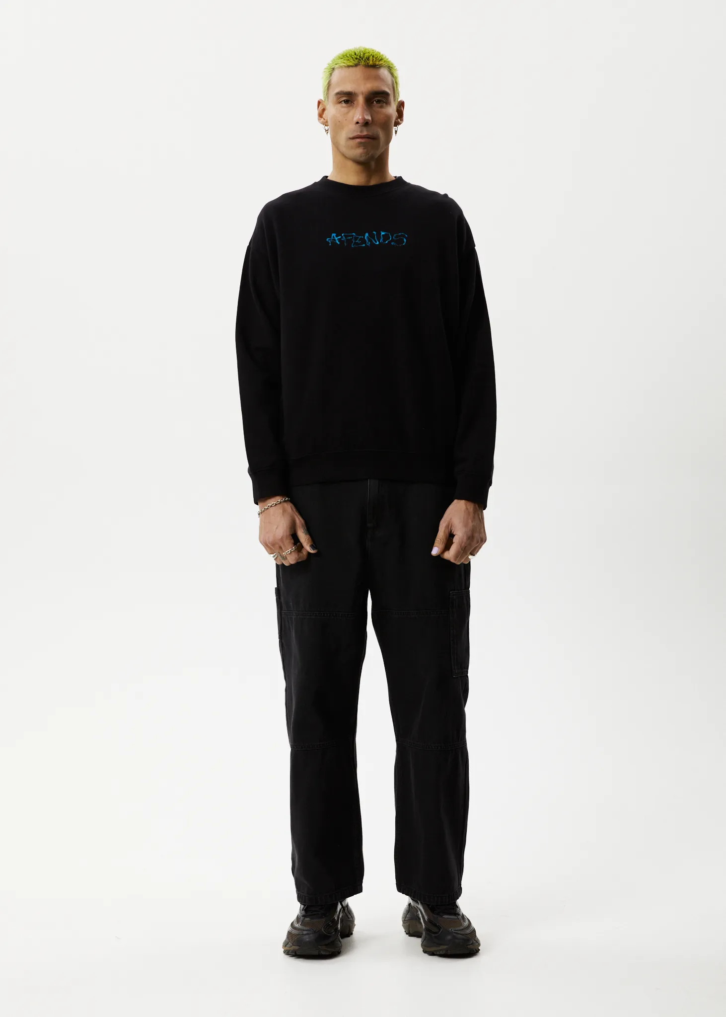 AFENDS Mens Melted - Crew Neck Jumper - Black sold by Afends product image thumbnail 4