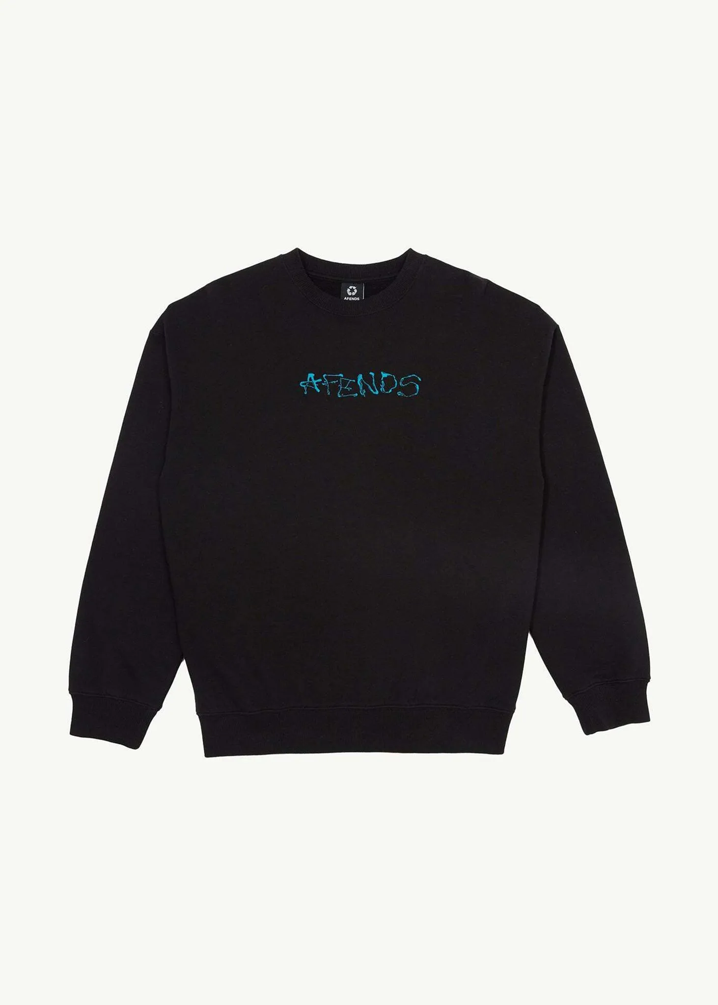 AFENDS Mens Melted - Crew Neck Jumper - Black sold by Afends