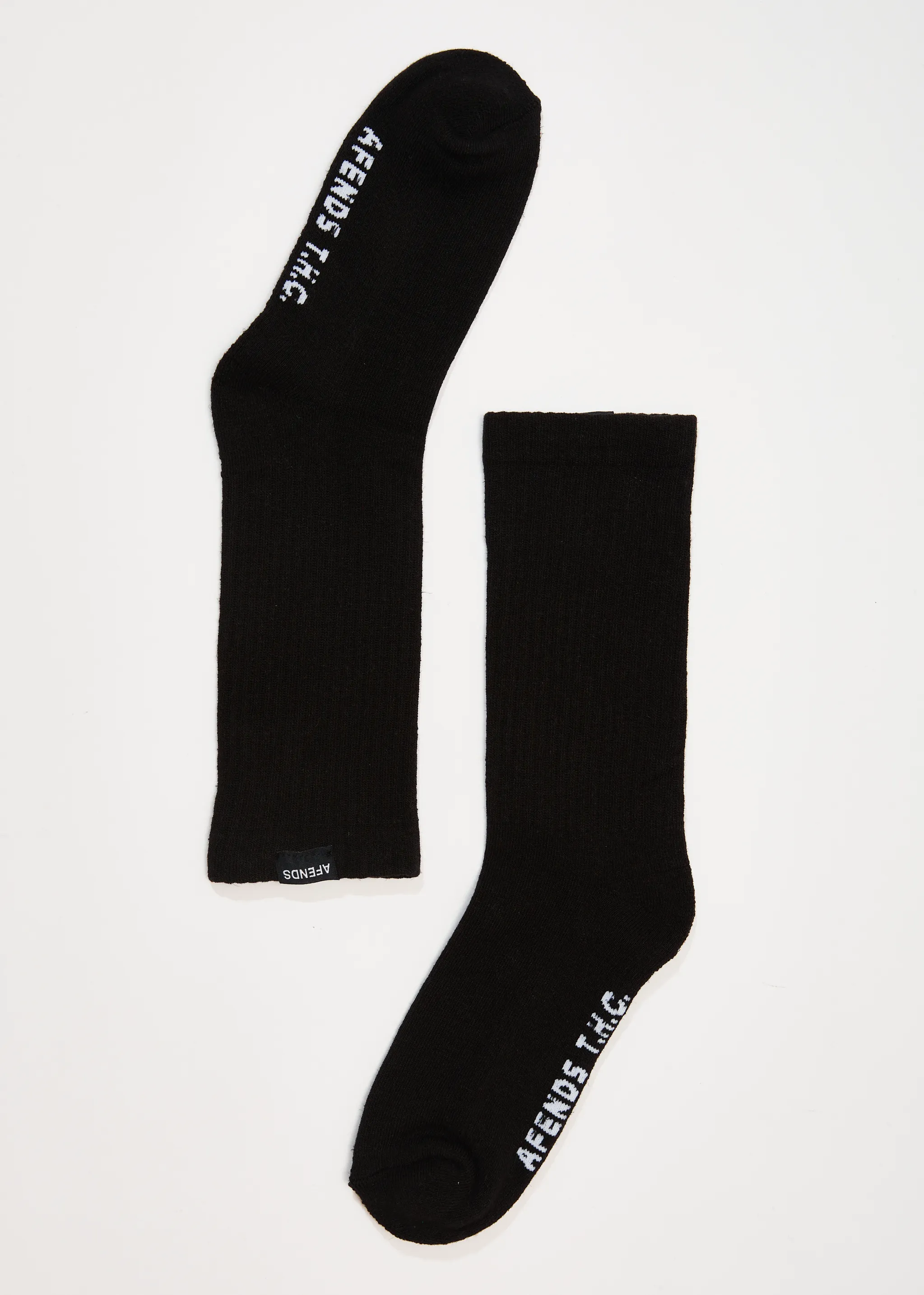 AFENDS Mens Everyday - Ribbed Crew Socks - Black sold by Afends