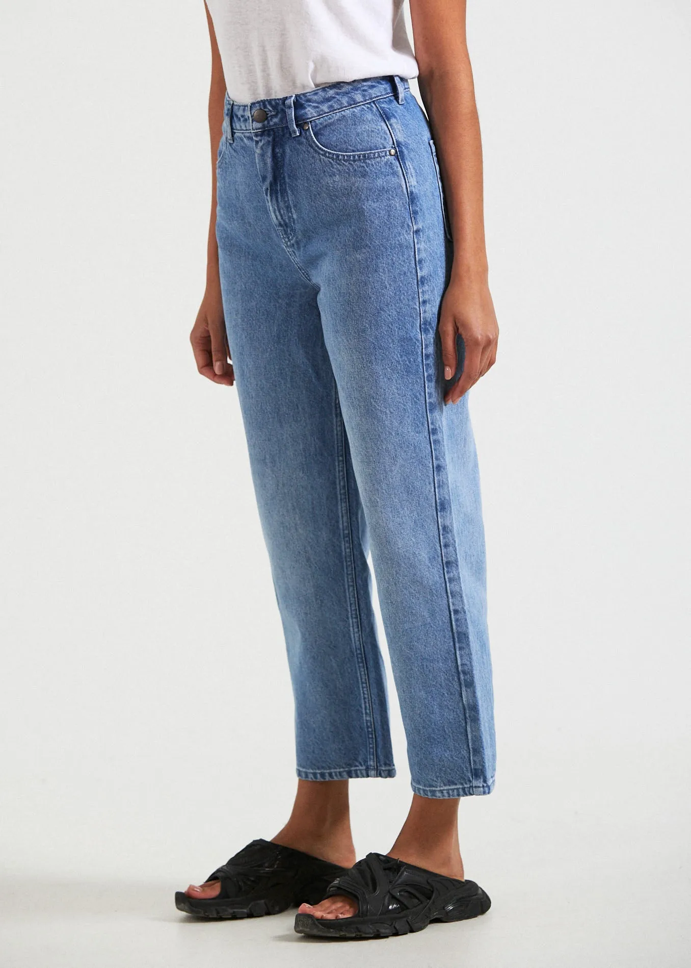 AFENDS Womens Shelby - Denim Wide Leg Jeans - Worn Blue sold by Afends product image thumbnail 3
