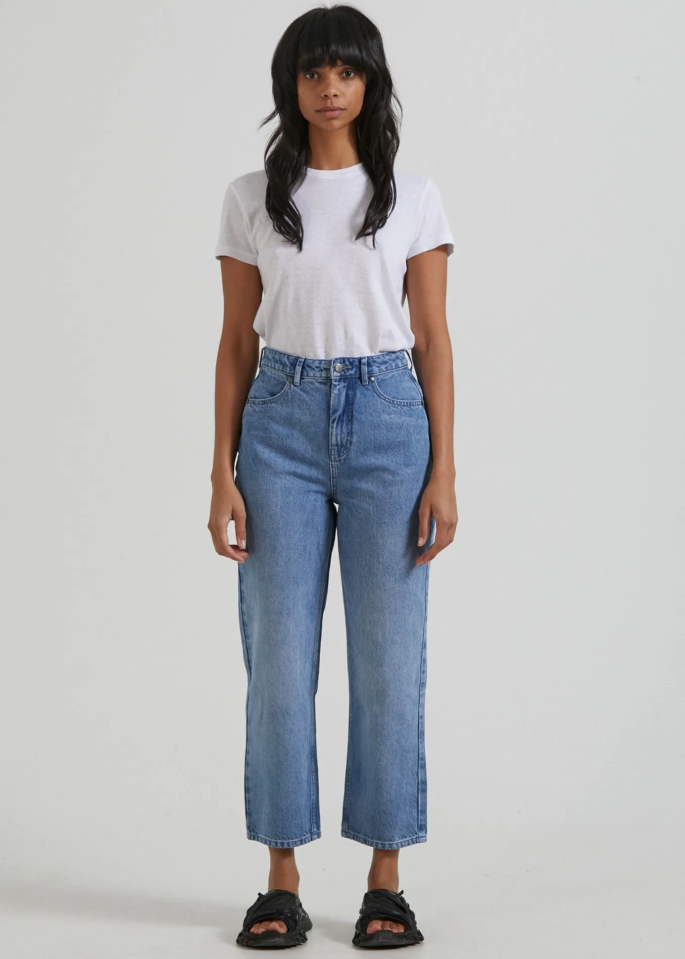 AFENDS Womens Shelby - Denim Wide Leg Jeans - Worn Blue sold by Afends