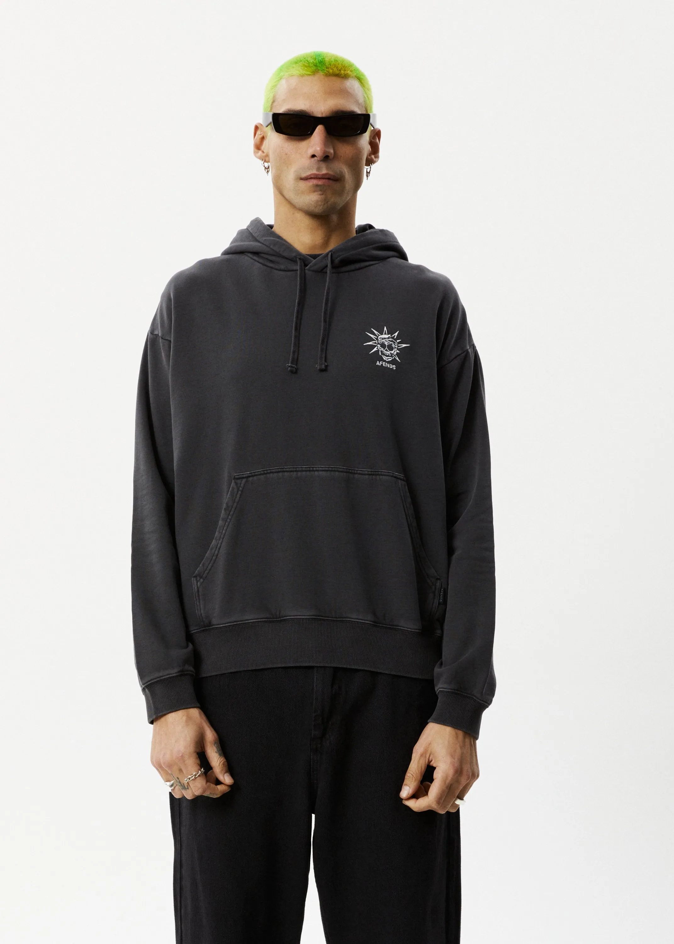 AFENDS Mens Graveyard - Pull On Hood - Charcoal sold by Afends product image thumbnail 2