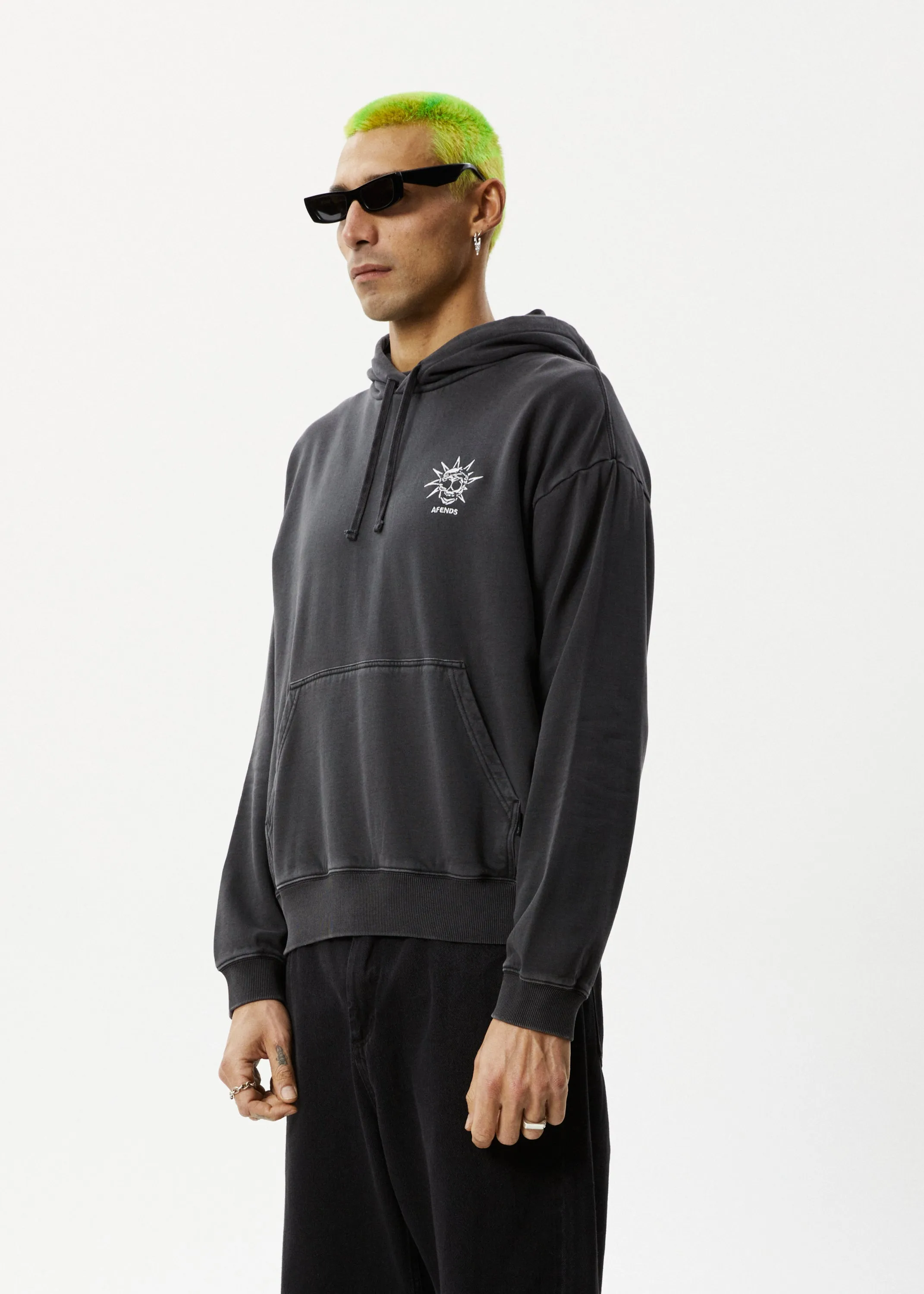 AFENDS Mens Graveyard - Pull On Hood - Charcoal sold by Afends product image thumbnail 3