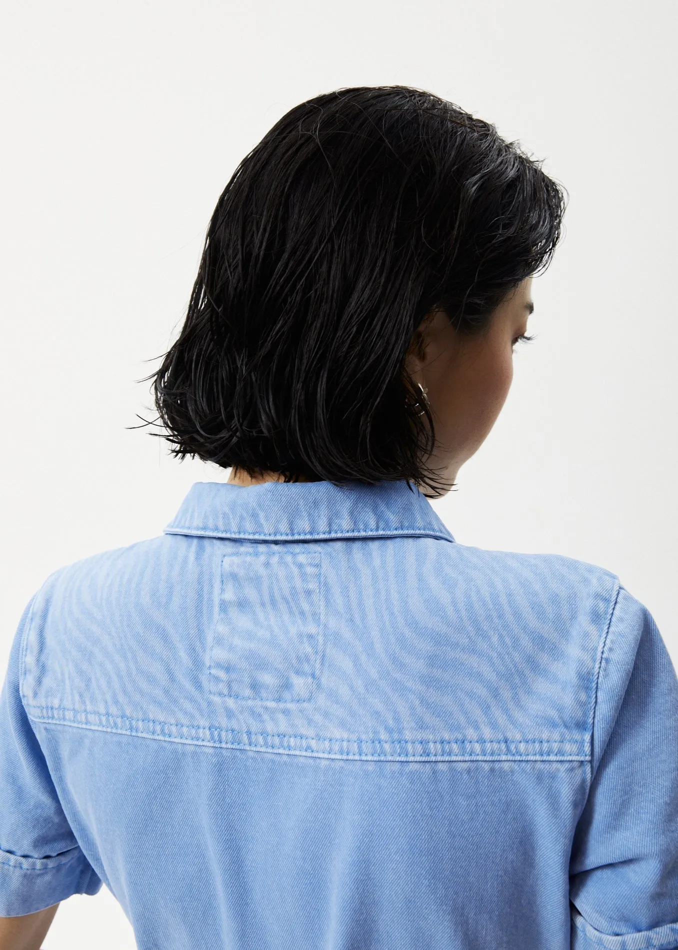 AFENDS Womens Polar Miami - Denim Flared Jumpsuit - Faded Arctic sold by Afends product image thumbnail 5