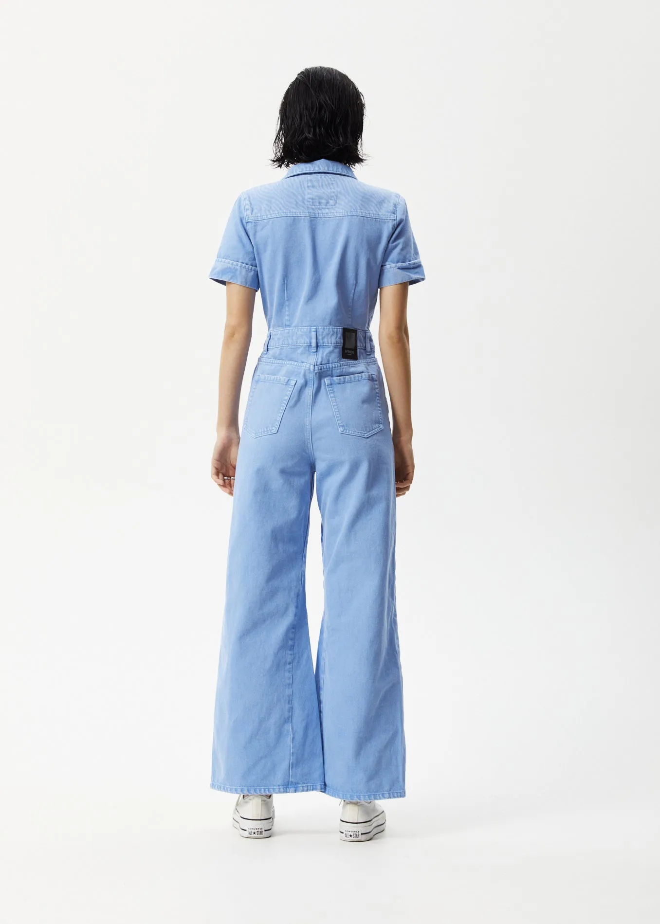 AFENDS Womens Polar Miami - Denim Flared Jumpsuit - Faded Arctic sold by Afends product image thumbnail 4