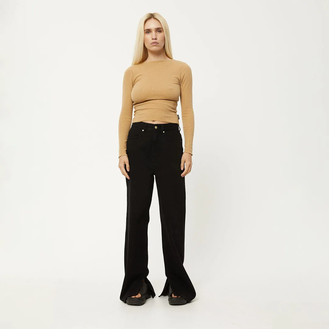 AFENDS Womens Peony - Ribbed Long Sleeve Top - Tan sold by Afends product image thumbnail 5