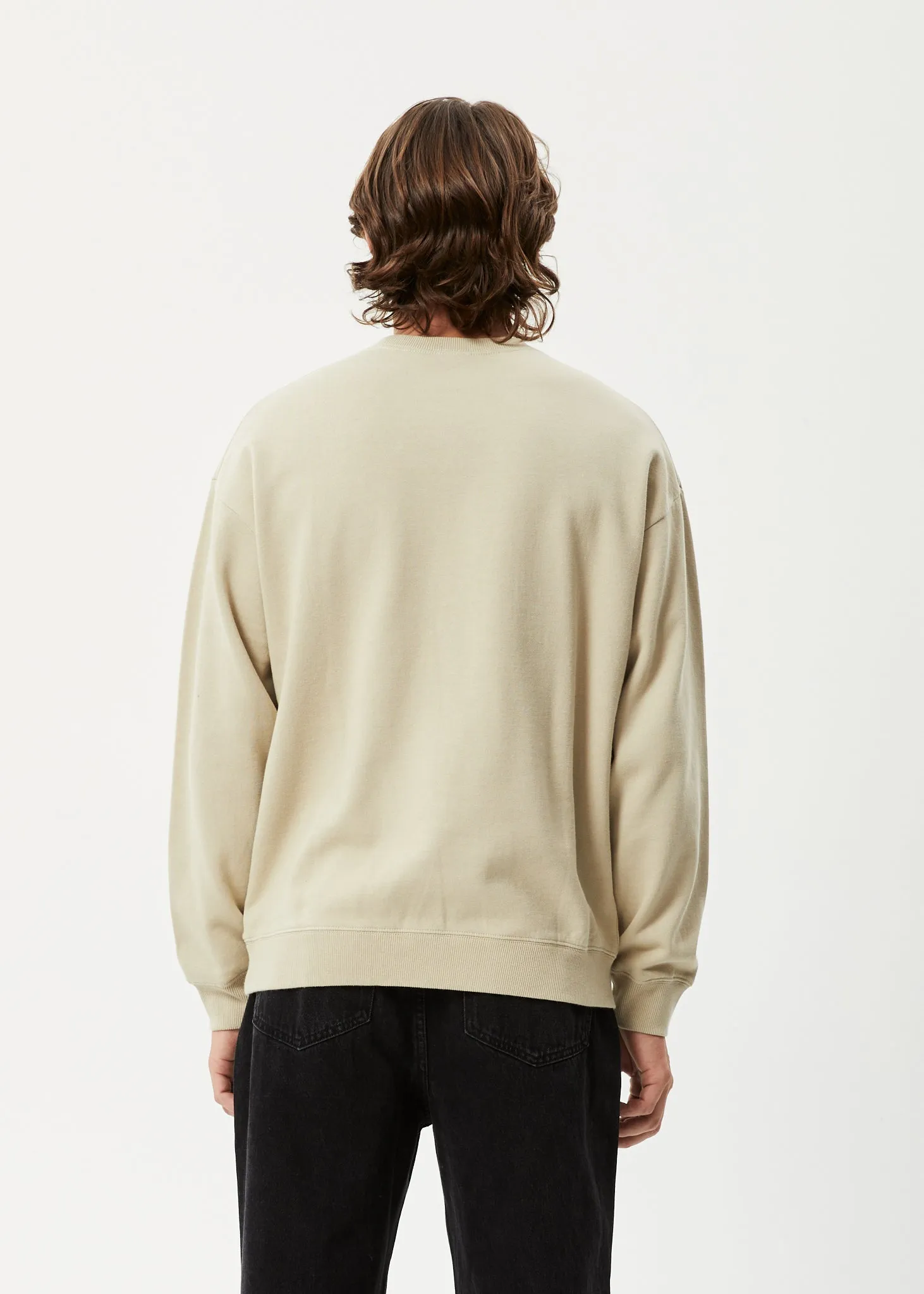AFENDS Mens World - Crew Neck Jumper- Cement sold by Afends product image thumbnail 5