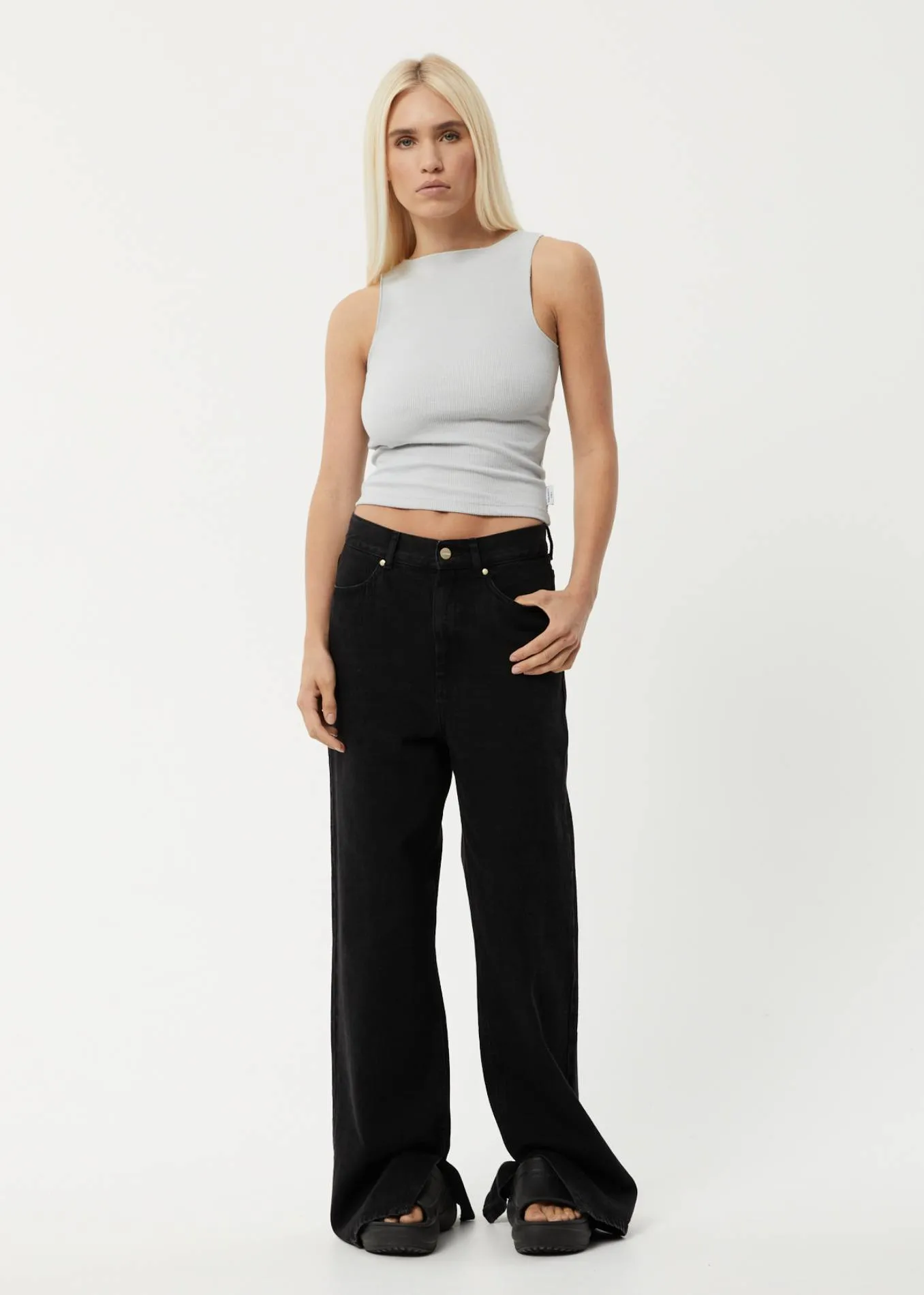 AFENDS Womens Peony - Ribbed High Neck Tank - Smoke sold by Afends product image thumbnail 3