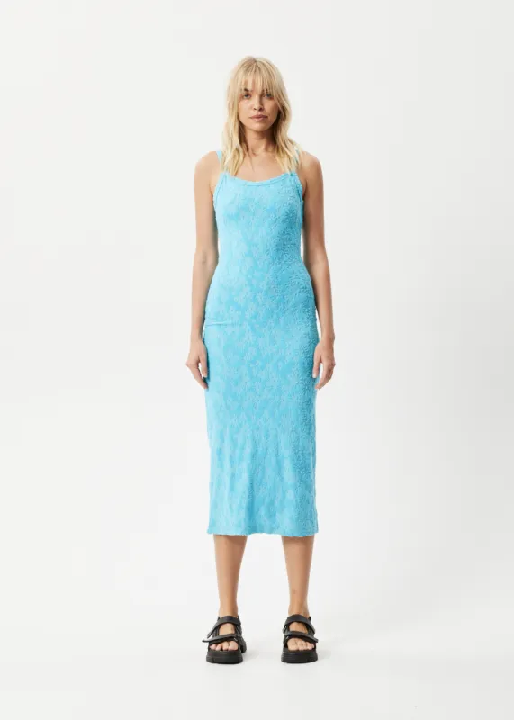 AFENDS Womens Moon - Terry Maxi Dress - Blue Daisy sold by Afends