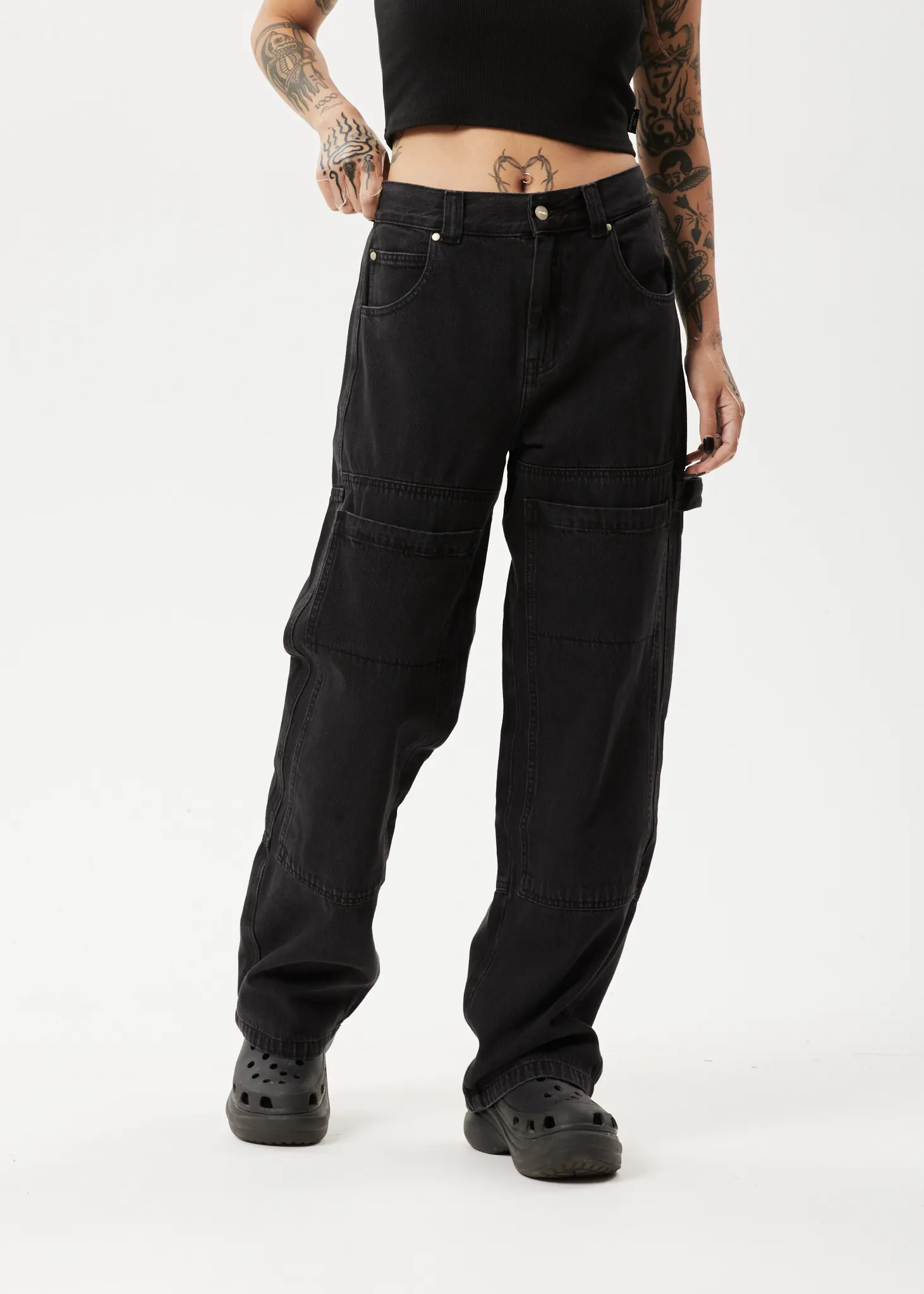 AFENDS Womens Moss - Organic Denim Carpenter Jeans - Washed Black sold by Afends product image thumbnail 3