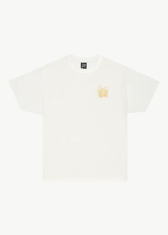 AFENDS Mens Vibrations - Boxy Graphic T-Shirt - Off White sold by Afends