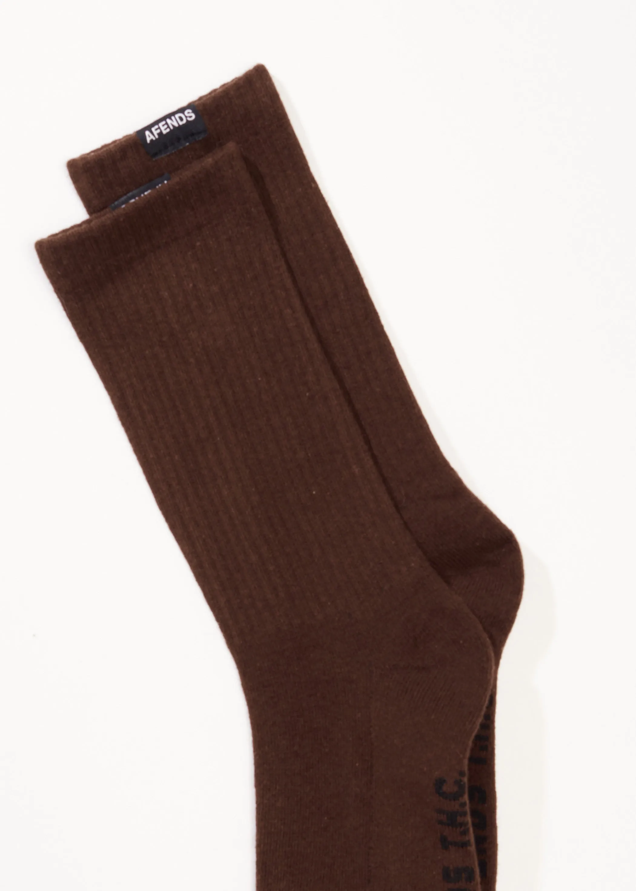 AFENDS Mens Everyday - Ribbed Crew Socks - Coffee sold by Afends product image thumbnail 2