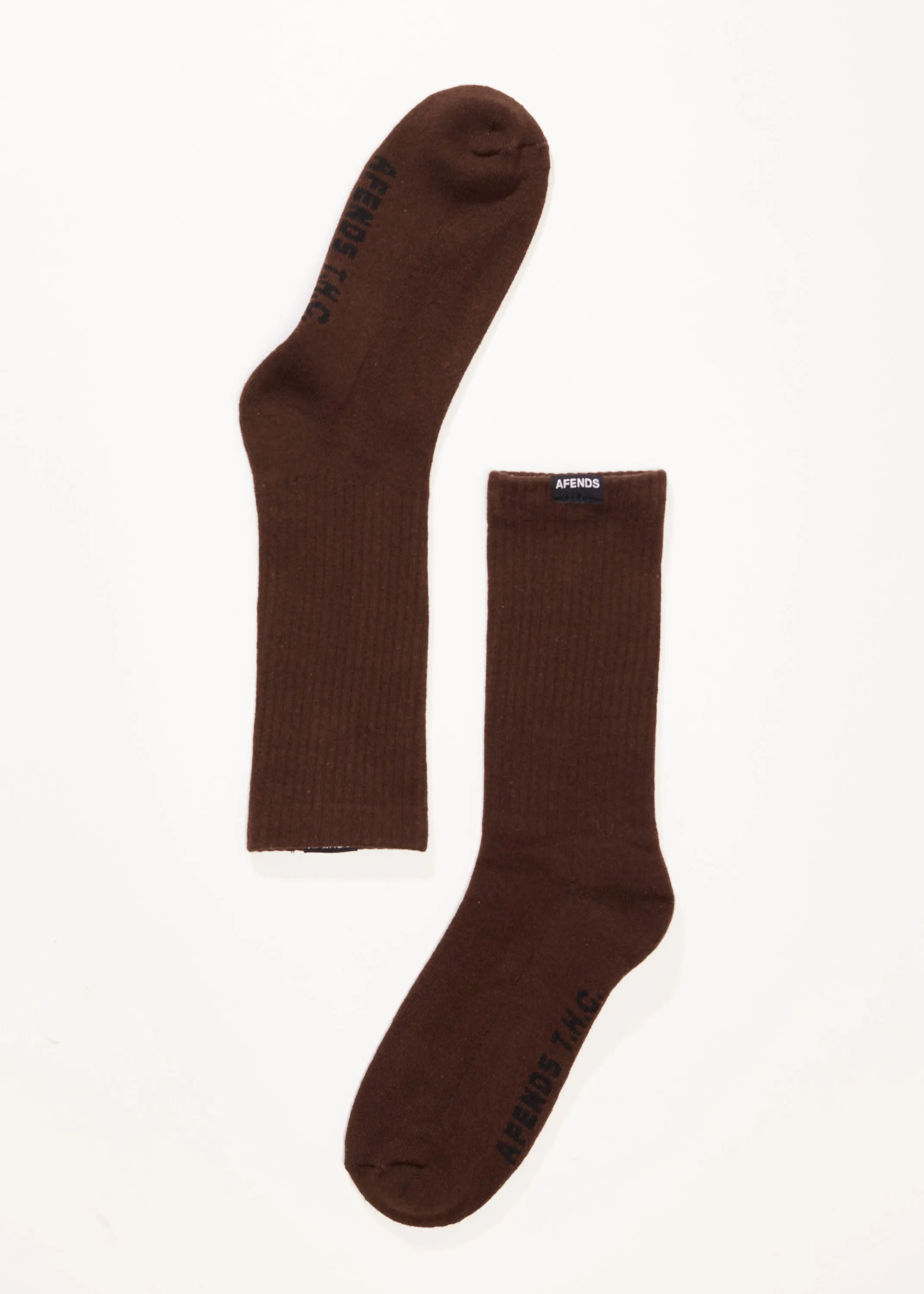 AFENDS Mens Everyday - Ribbed Crew Socks - Coffee sold by Afends