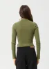 AFENDS Womens Iconic - Long Sleeve Rib Top - Military sold by Afends