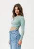 AFENDS Womens Adi - Ribbed Long Sleeve Top - Blue Stripe sold by Afends