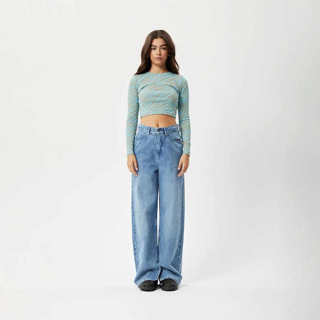 AFENDS Womens Adi - Ribbed Long Sleeve Top - Blue Stripe sold by Afends product image thumbnail 5