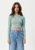 AFENDS Womens Adi - Ribbed Long Sleeve Top - Blue Stripe sold by Afends