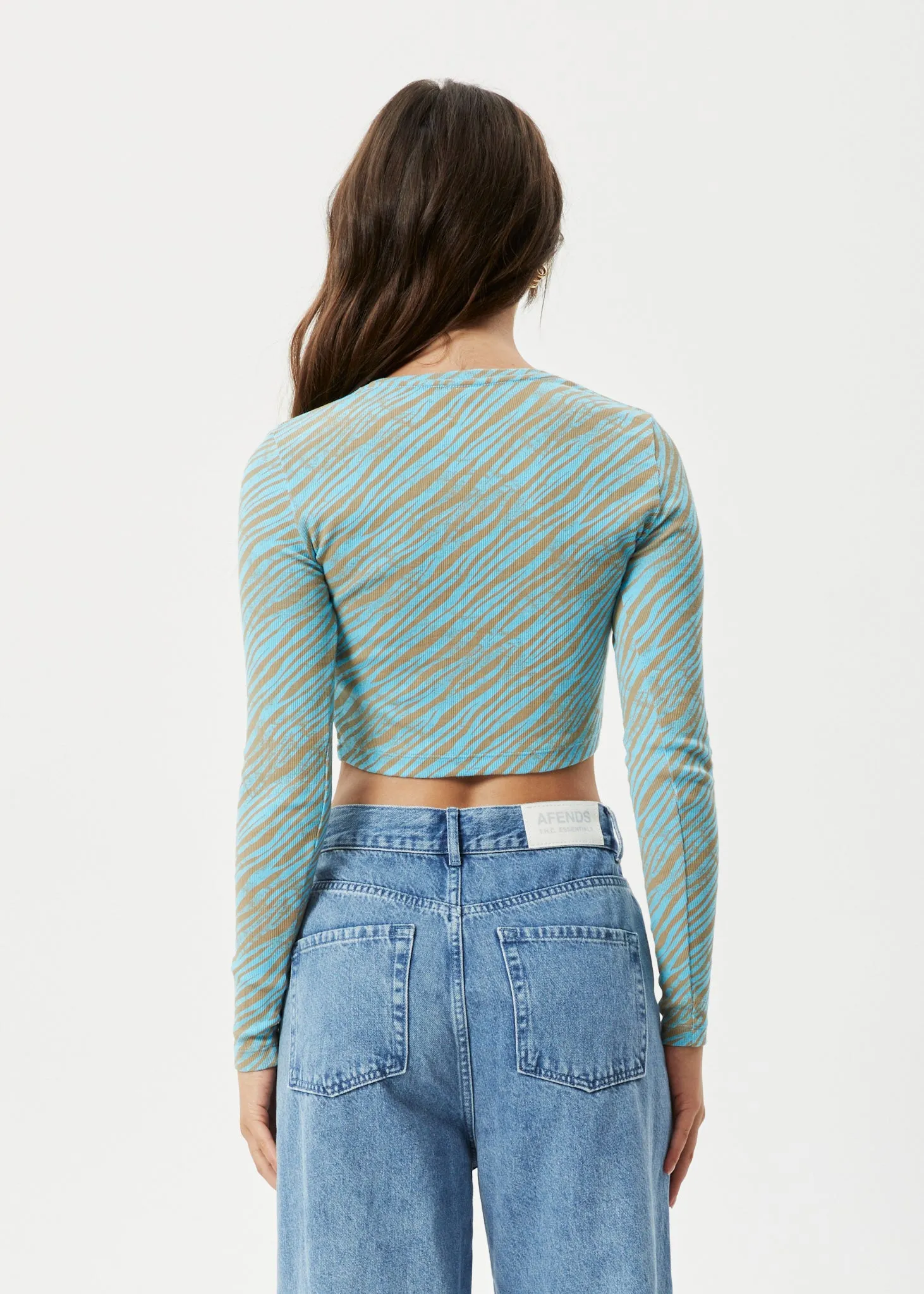 AFENDS Womens Adi - Ribbed Long Sleeve Top - Blue Stripe sold by Afends product image thumbnail 4