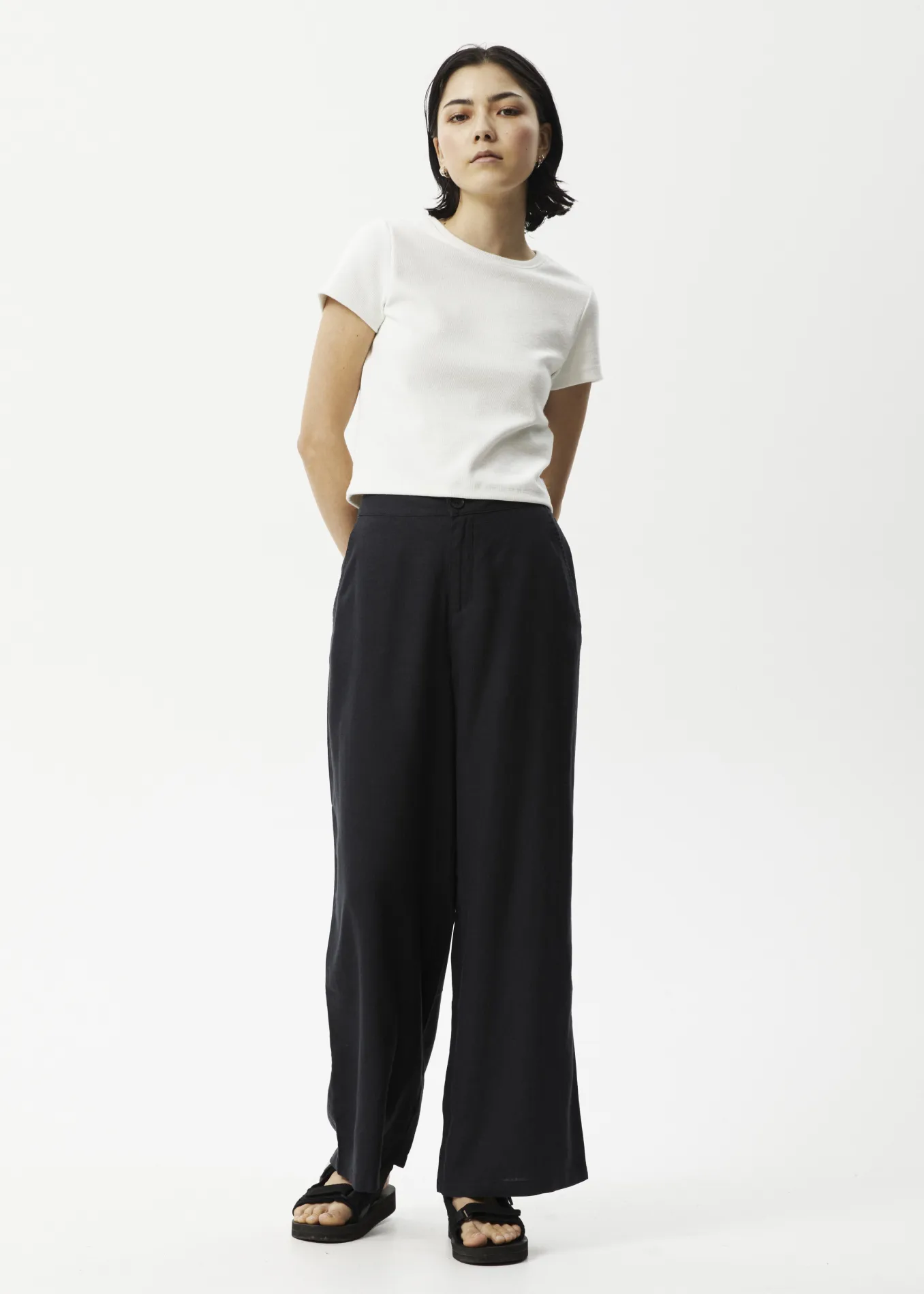 AFENDS Womens Sienna - Wide Leg Pants - Black sold by Afends