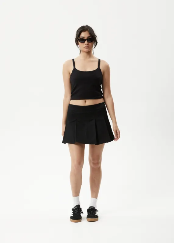AFENDS Womens Carly - Pleat Mini Skirt - Black sold by Afends