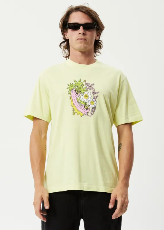 AFENDS Mens Big Talk - Oversized Graphic T-Shirt - Citron sold by Afends
