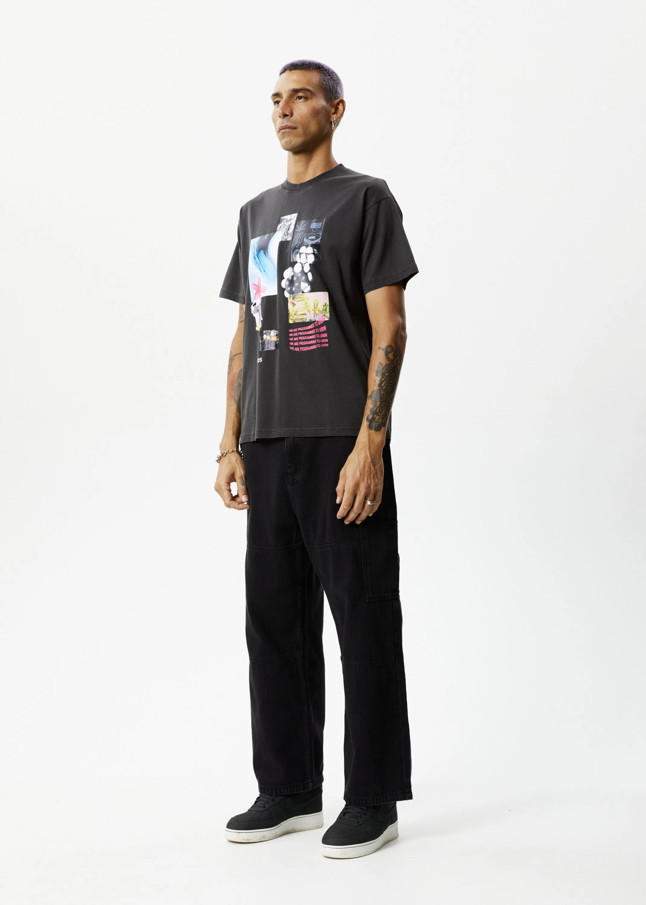 AFENDS Mens Under Pressure - Graphic Boxy Tee - Stone Black sold by Afends product image thumbnail 3