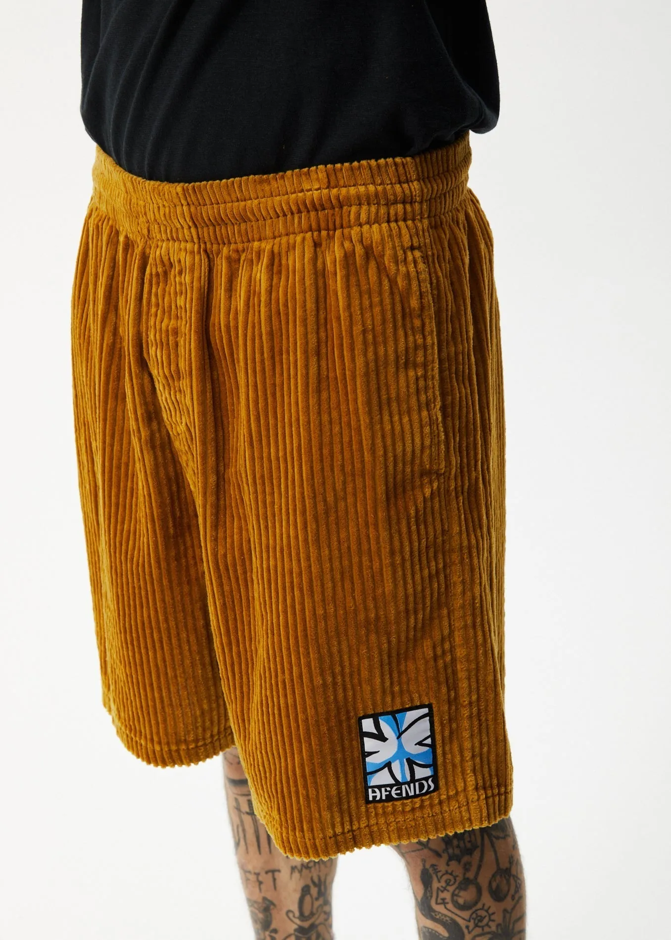 AFENDS Mens Waterfall Ninety Eights - Corduroy Elastic Waist Shorts - Mustard sold by Afends product image thumbnail 5