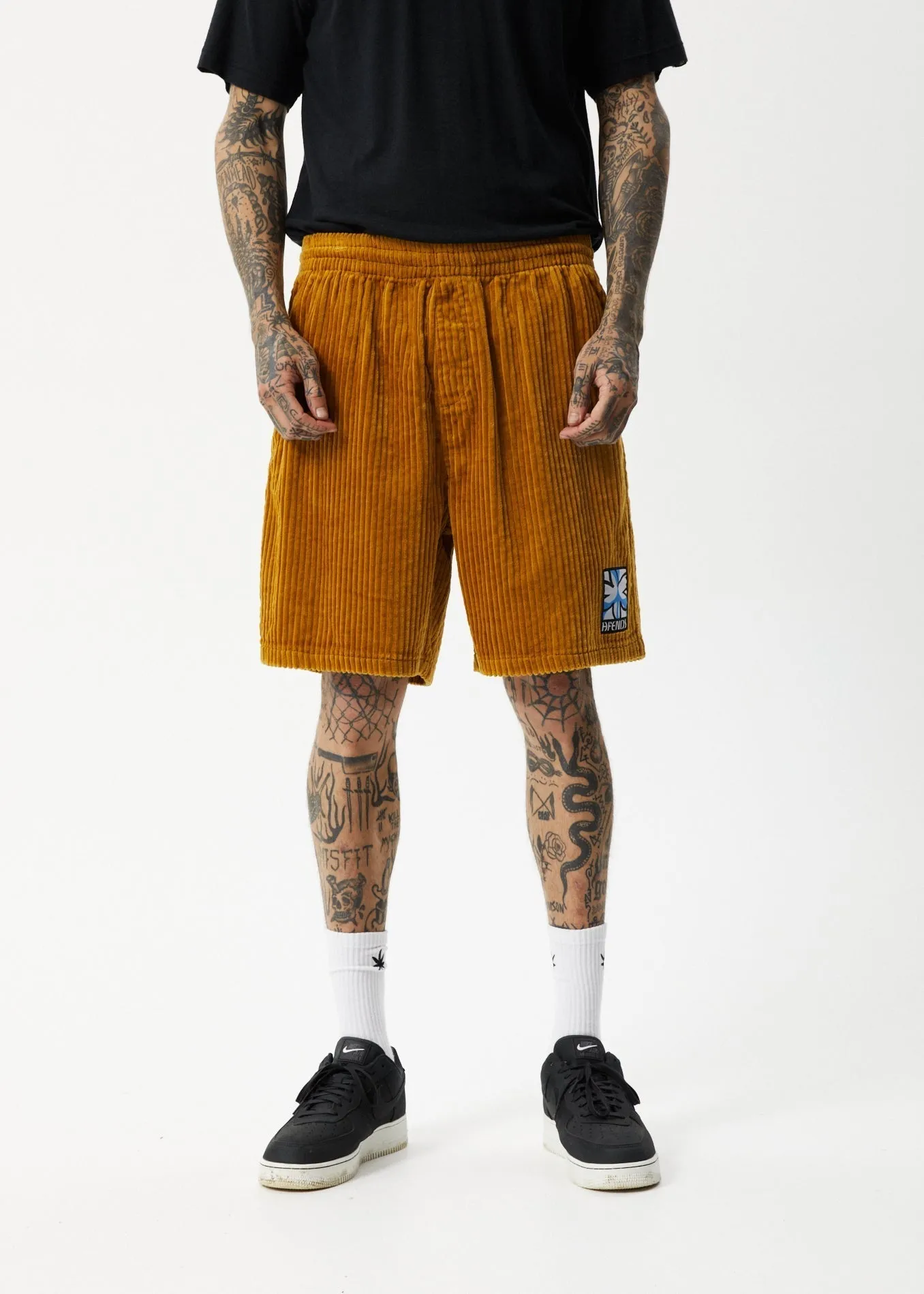AFENDS Mens Waterfall Ninety Eights - Corduroy Elastic Waist Shorts - Mustard sold by Afends product image thumbnail 2