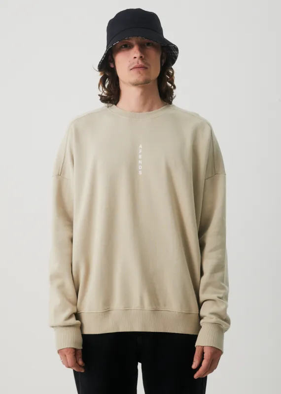 AFENDS Mens Luxury - Crew Neck Jumper - Cement sold by Afends