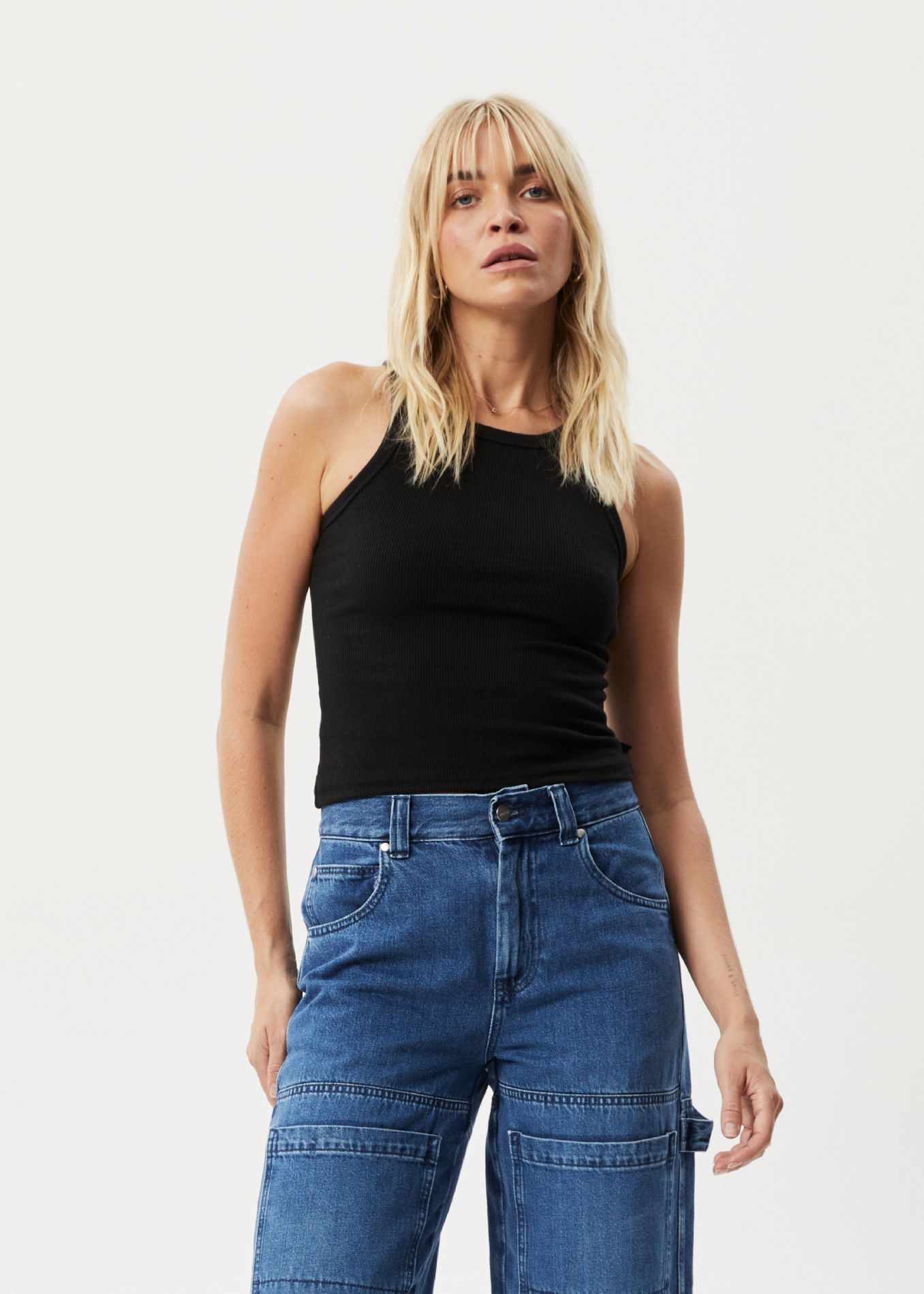 AFENDS Womens Lydia - Ribbed Singlet - Black sold by Afends