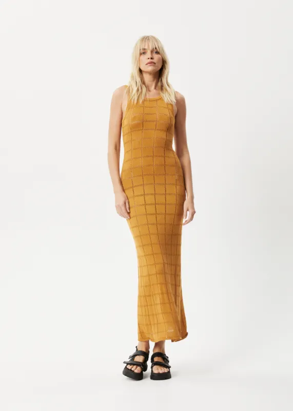 AFENDS Womens Femme - Knit Maxi Dress - Mustard sold by Afends