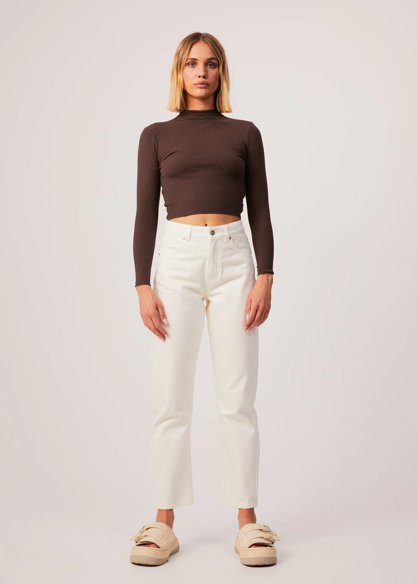 AFENDS Womens Iconic - Rib Long Sleeve Top - Coffee sold by Afends product image thumbnail 4