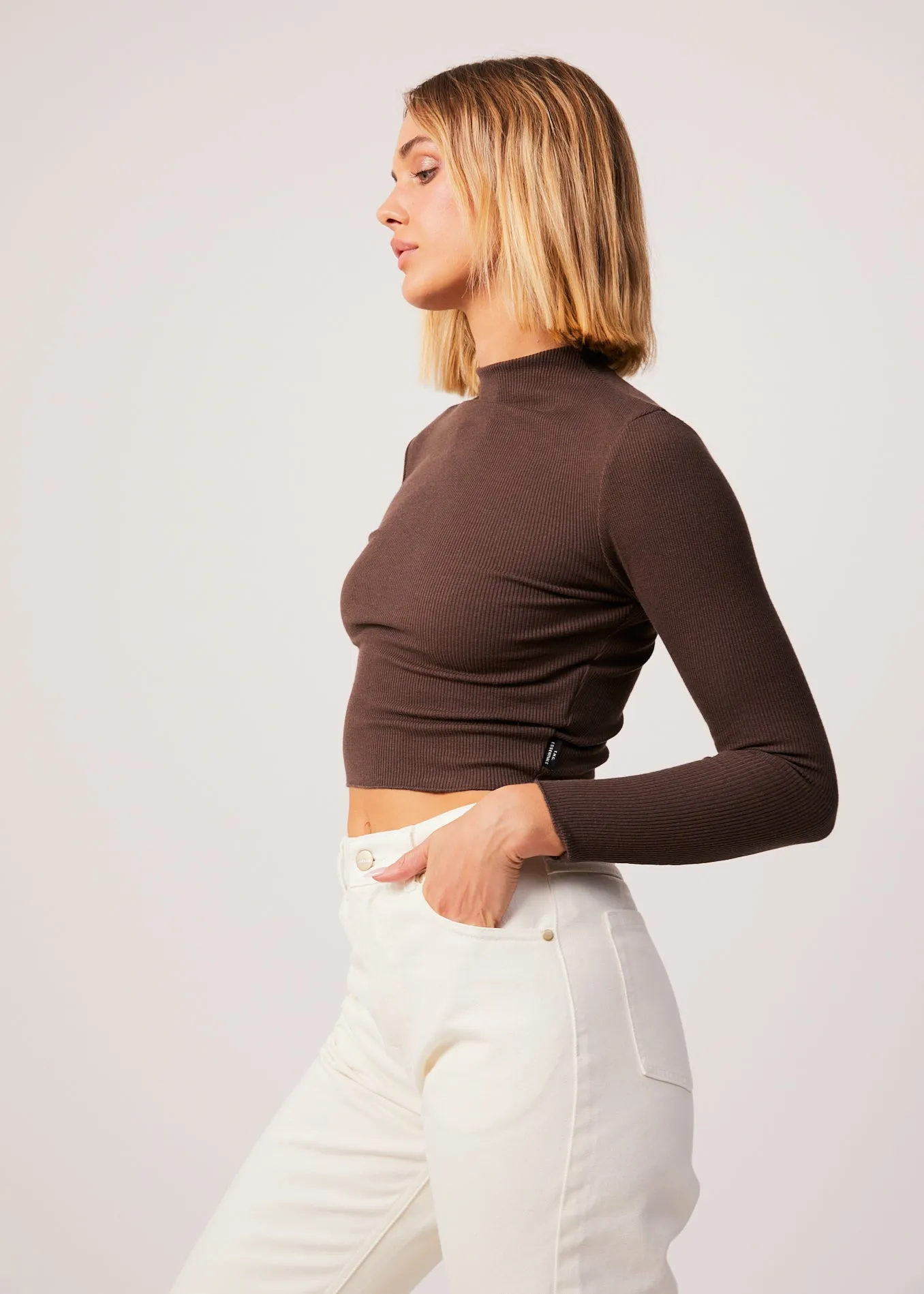 AFENDS Womens Iconic - Rib Long Sleeve Top - Coffee sold by Afends product image thumbnail 2