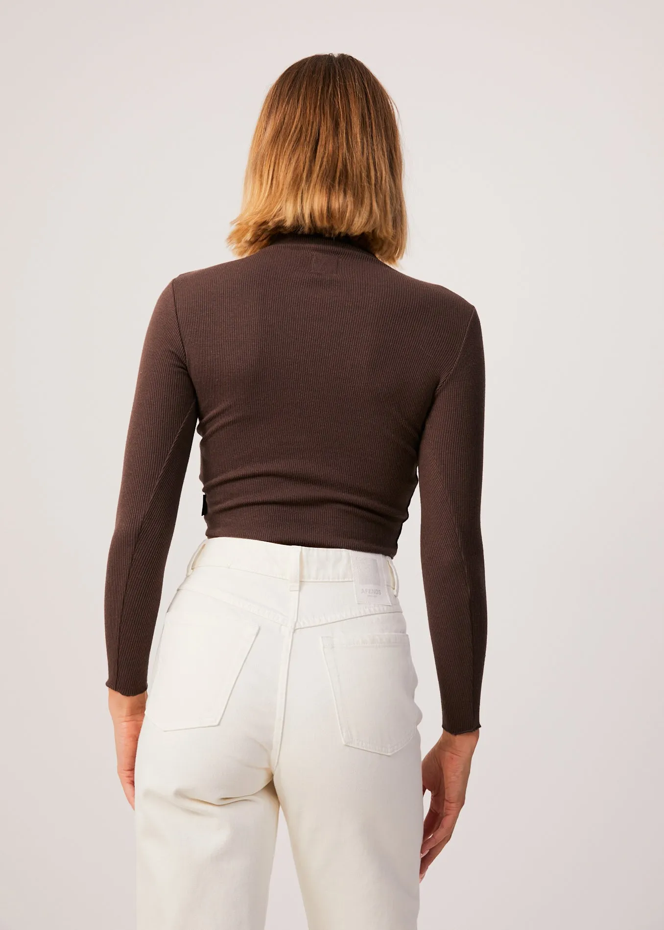 AFENDS Womens Iconic - Rib Long Sleeve Top - Coffee sold by Afends product image thumbnail 3
