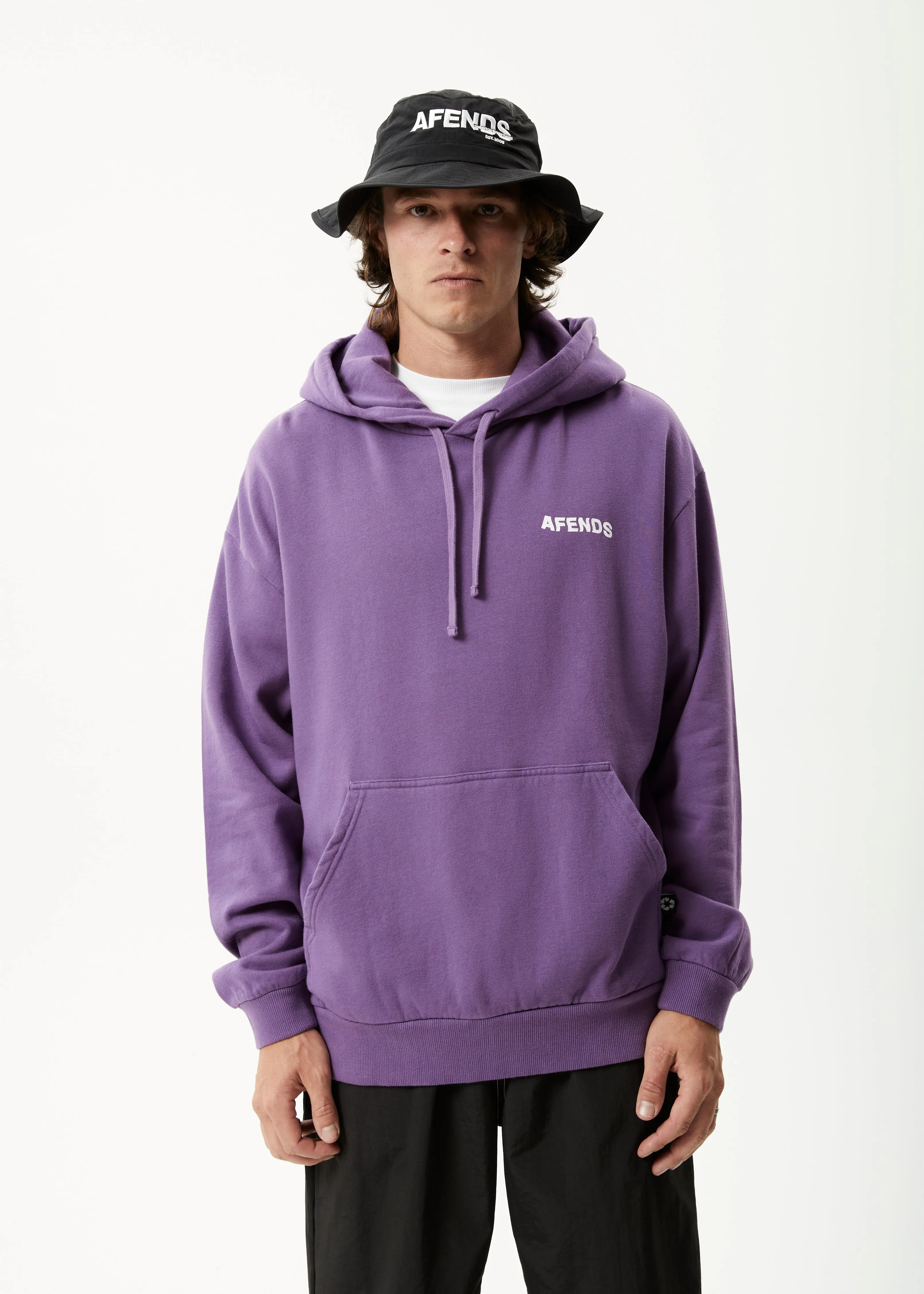 AFENDS Mens Vinyl - Logo Hoodie - Faded Purple sold by Afends