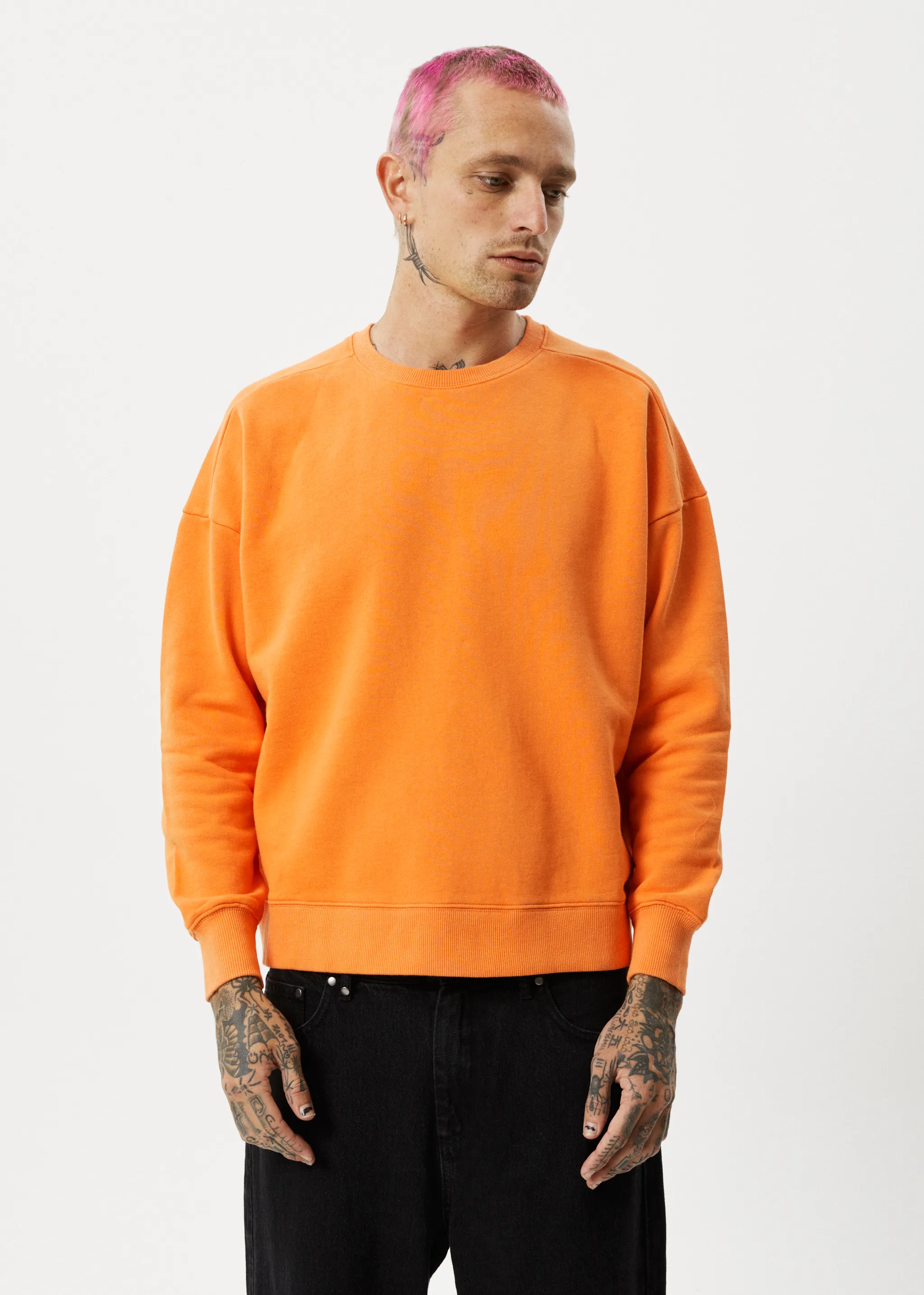 AFENDS Mens Minimum - Crew Neck Jumper - Sunset sold by Afends