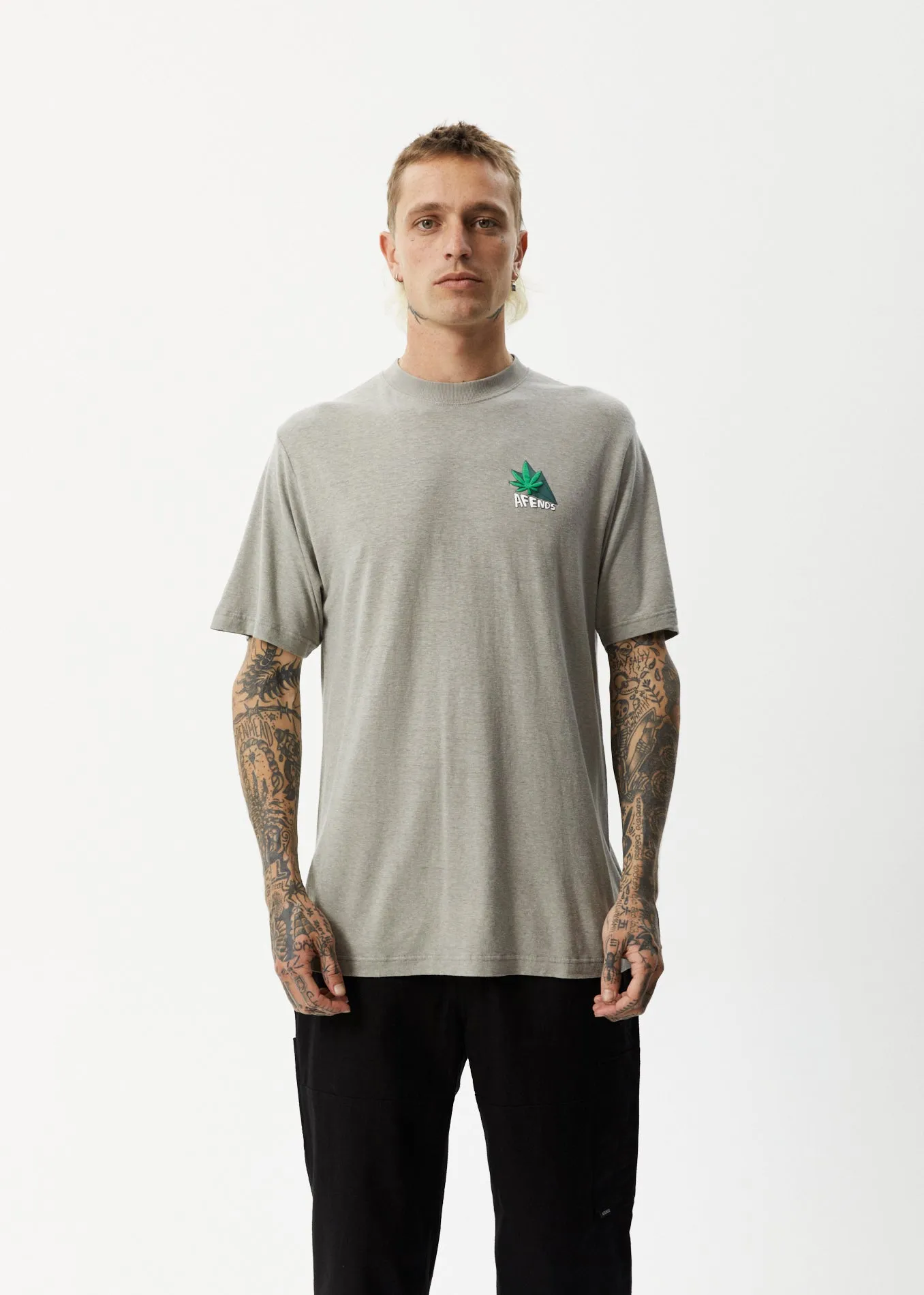 AFENDS Mens Crops - Retro Logo T-Shirt - Olive sold by Afends