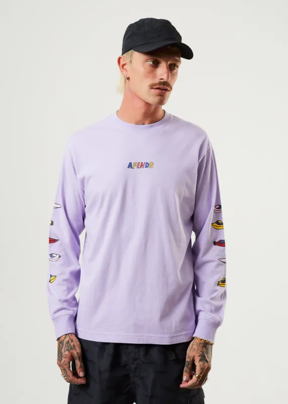 AFENDS Mens Wahzoo - Long Sleeve Graphic T-Shirt - Tulip sold by Afends