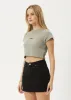 AFENDS Womens Harli - Waffle Cropped Tee - Olive sold by Afends