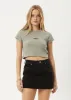 AFENDS Womens Harli - Waffle Cropped Tee - Olive sold by Afends
