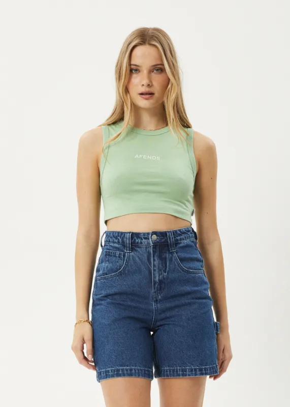 AFENDS Womens Orchid - Cropped Singlet - Pistachio sold by Afends