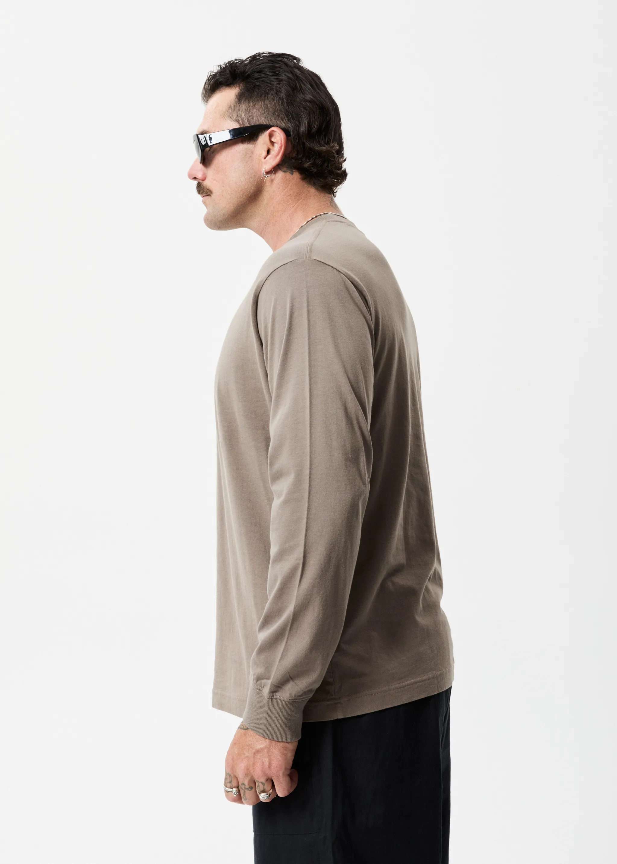 AFENDS Mens Credits - Long Sleeve T-Shirt - Beechwood sold by Afends product image thumbnail 3