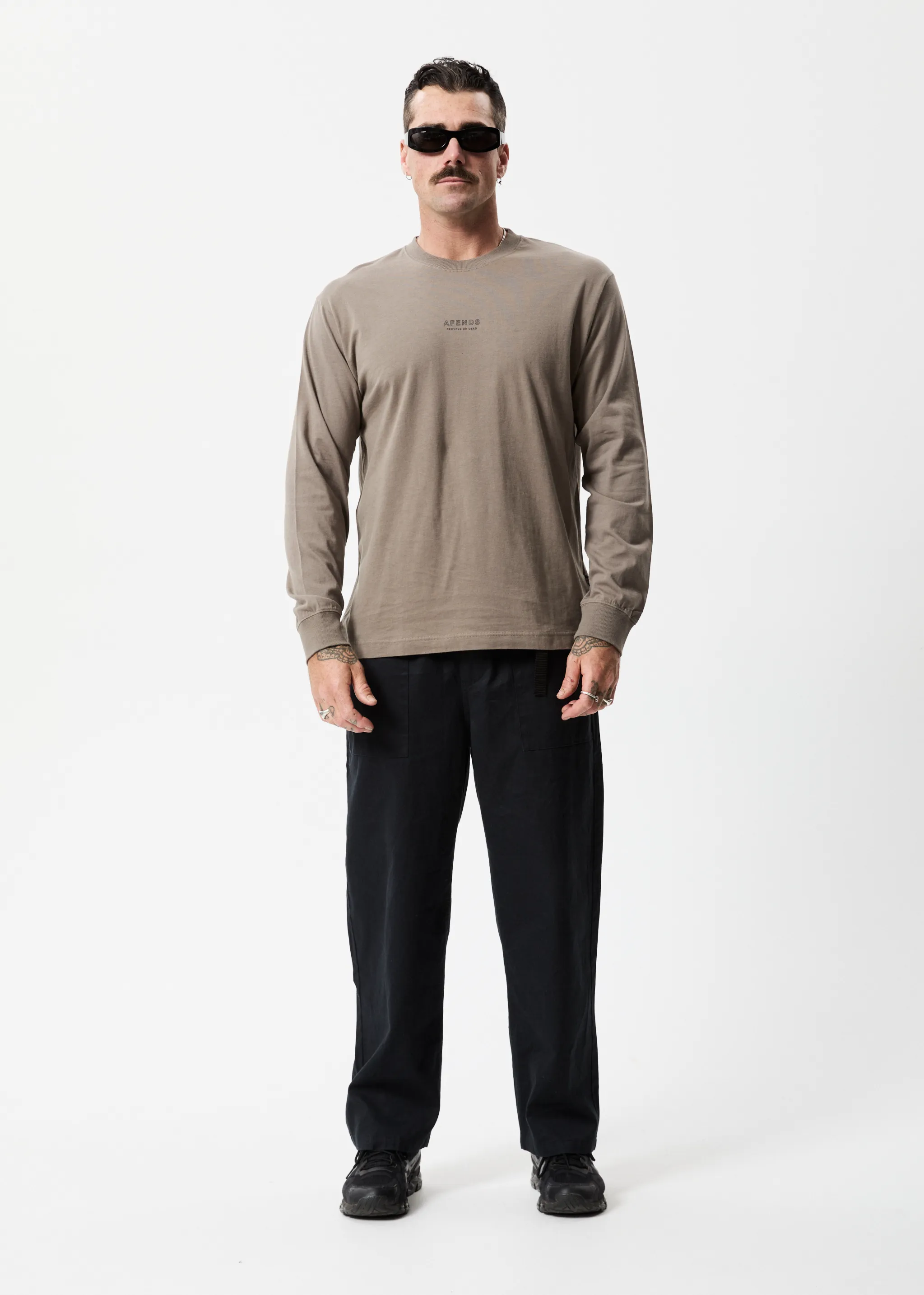 AFENDS Mens Credits - Long Sleeve T-Shirt - Beechwood sold by Afends product image thumbnail 2
