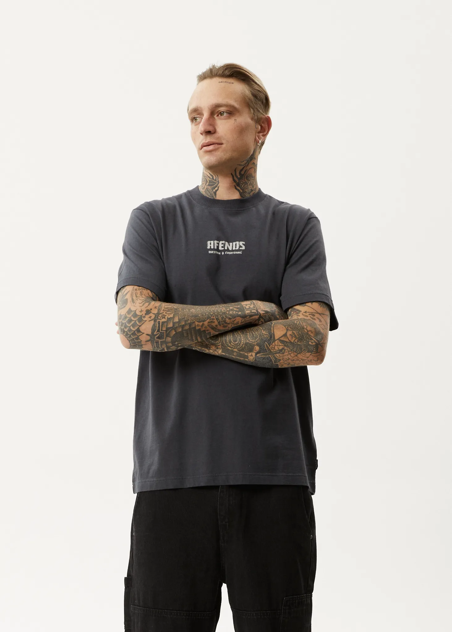 AFENDS Mens Questions - Retro T-Shirt - Charcoal sold by Afends product image thumbnail 5