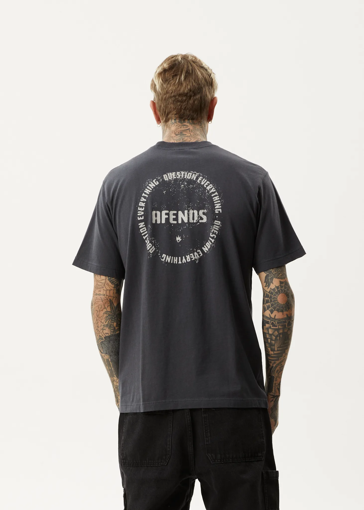 AFENDS Mens Questions - Retro T-Shirt - Charcoal sold by Afends product image thumbnail 4