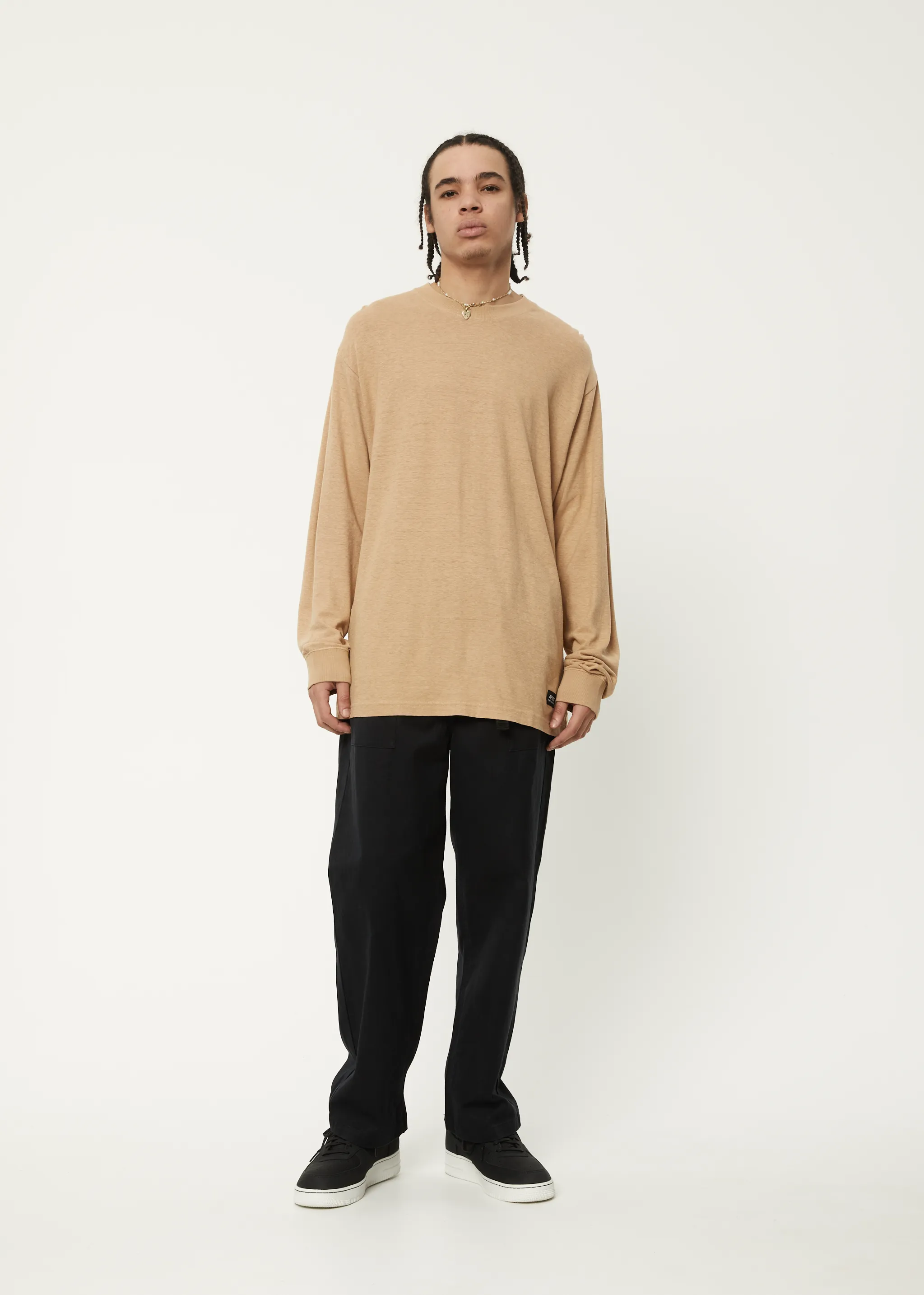 AFENDS Mens Essential - Long Sleeve Tee - Tan sold by Afends product image thumbnail 3