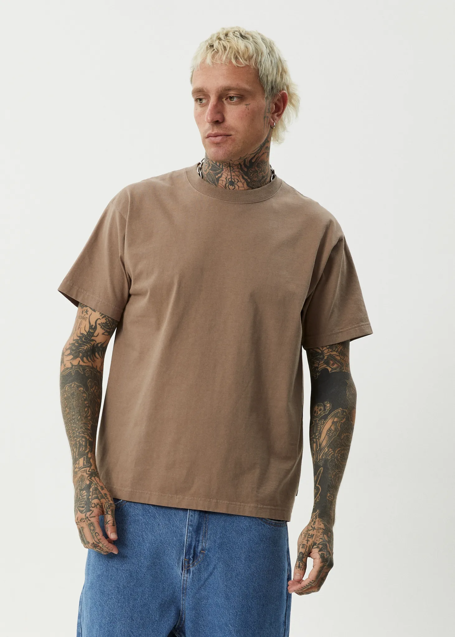AFENDS Mens Genesis - Heavyweight Boxy Tee - Fossil sold by Afends product image thumbnail 5
