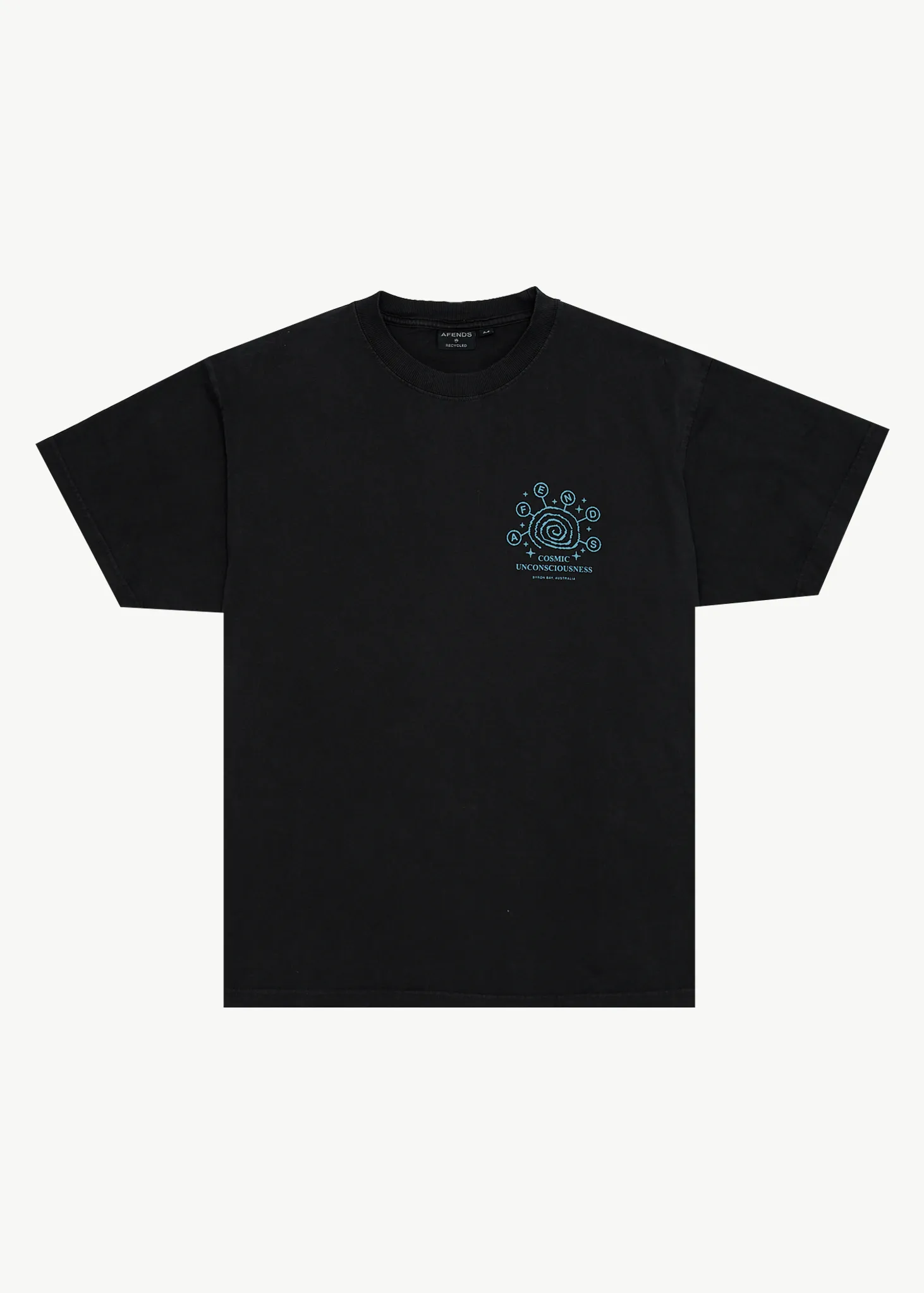 AFENDS Mens Cosmic Con - Heavyweight Boxy Tee - Stone Black sold by Afends